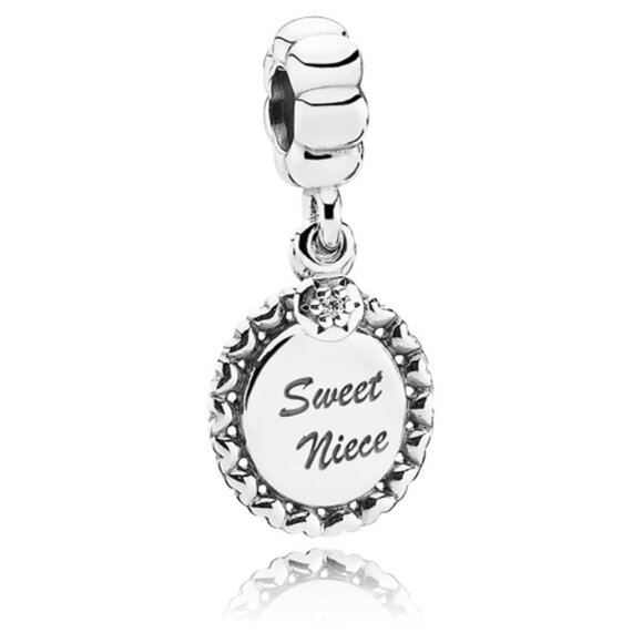 PANDORA Sweet Niece Dangle Charm Authentic Sterling Silver Zirconia Family Love - Picture 1 of 9